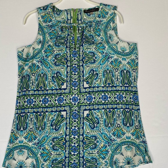 Rose & Olive Tops - Rose + Olive Blue and Green Paisley Women's Top
